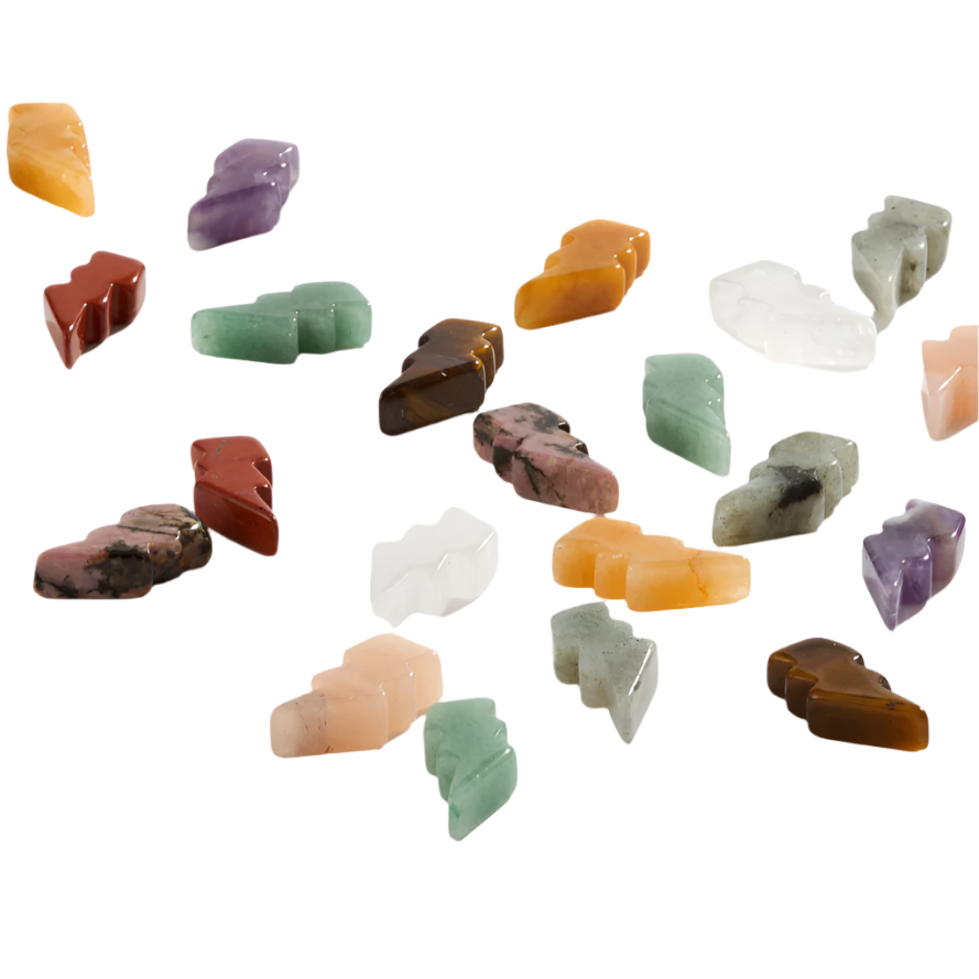Assorted mini lightning bolt crystals carved from Amethyst, Amazonite, Rose Quartz, and more – Funky Confetti